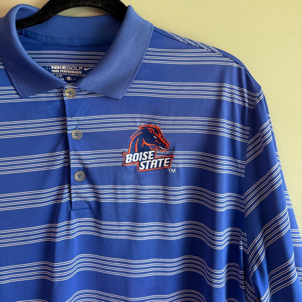 Nike Blue Striped Boise State Polo